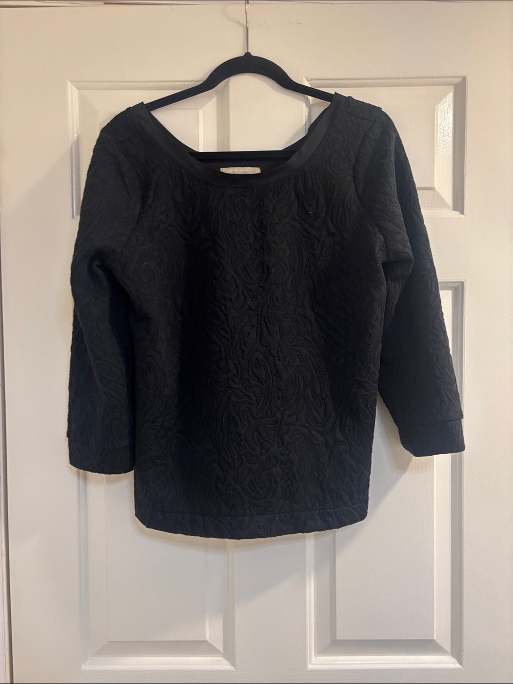 Banana Republic Black Textured Boatneck Sweatshirt